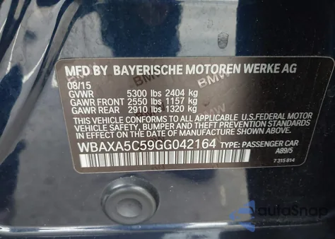 2016 BMW 535D from USA, damaged, VIN WBAXA5C59GG042164